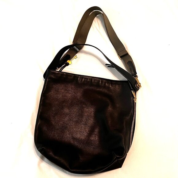Fossil Brown Leather Hobo Shoulder Purse with Pockets, Hang Tag Key Z86980 - Picture 4 of 13